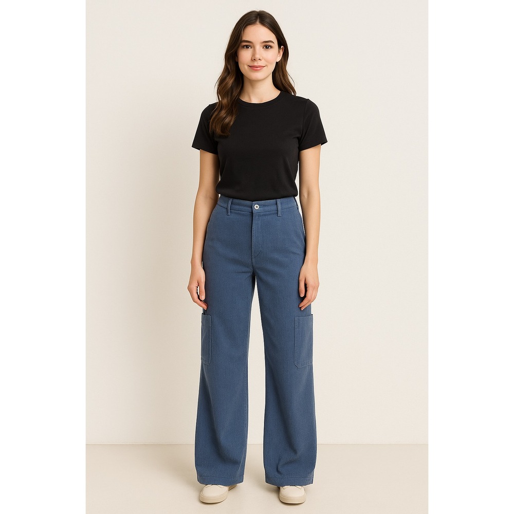 Wild Fable XL Blue Corduroy Cargo Dress Pants Elastic Waist